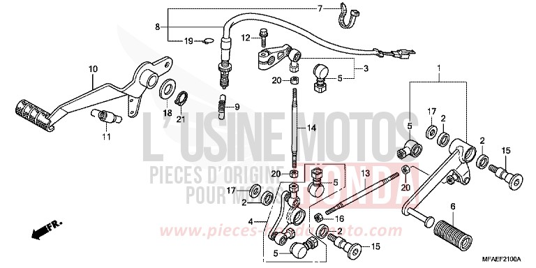 PEDAL for CBF1000 ABS PEARL SIENA RED (R320) from 2010